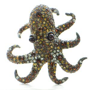 Vintage Kenneth Jay Lane KJL Pave Crystal Octopus Pin Brooch